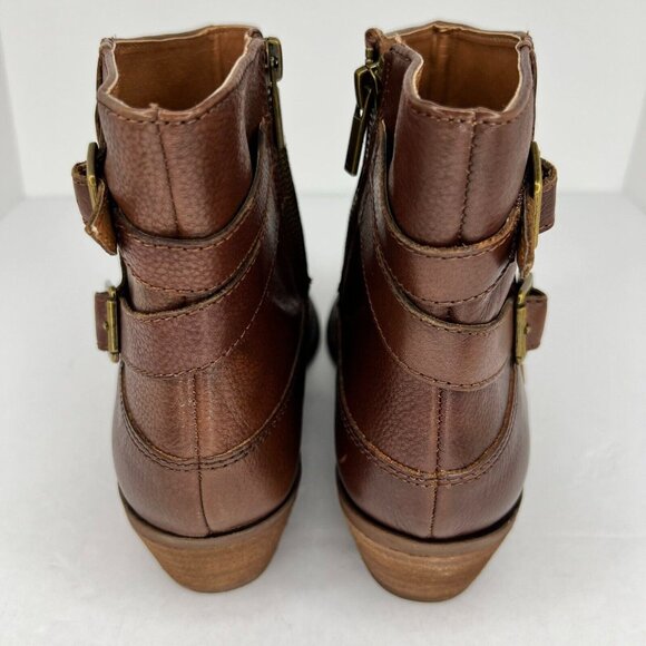 Lucky Brand Womens LK-Caelyn Tortoise Brown Leather Bootie Size 10M Ankle Boots - Picture 5 of 9